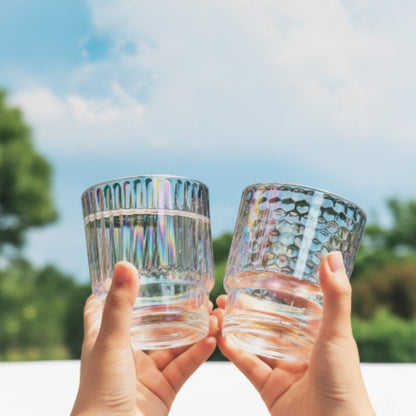 Rainbow Dotted Glass Cup with Lid & Straw 400ml | Reusable Iced Coffee Tumbler