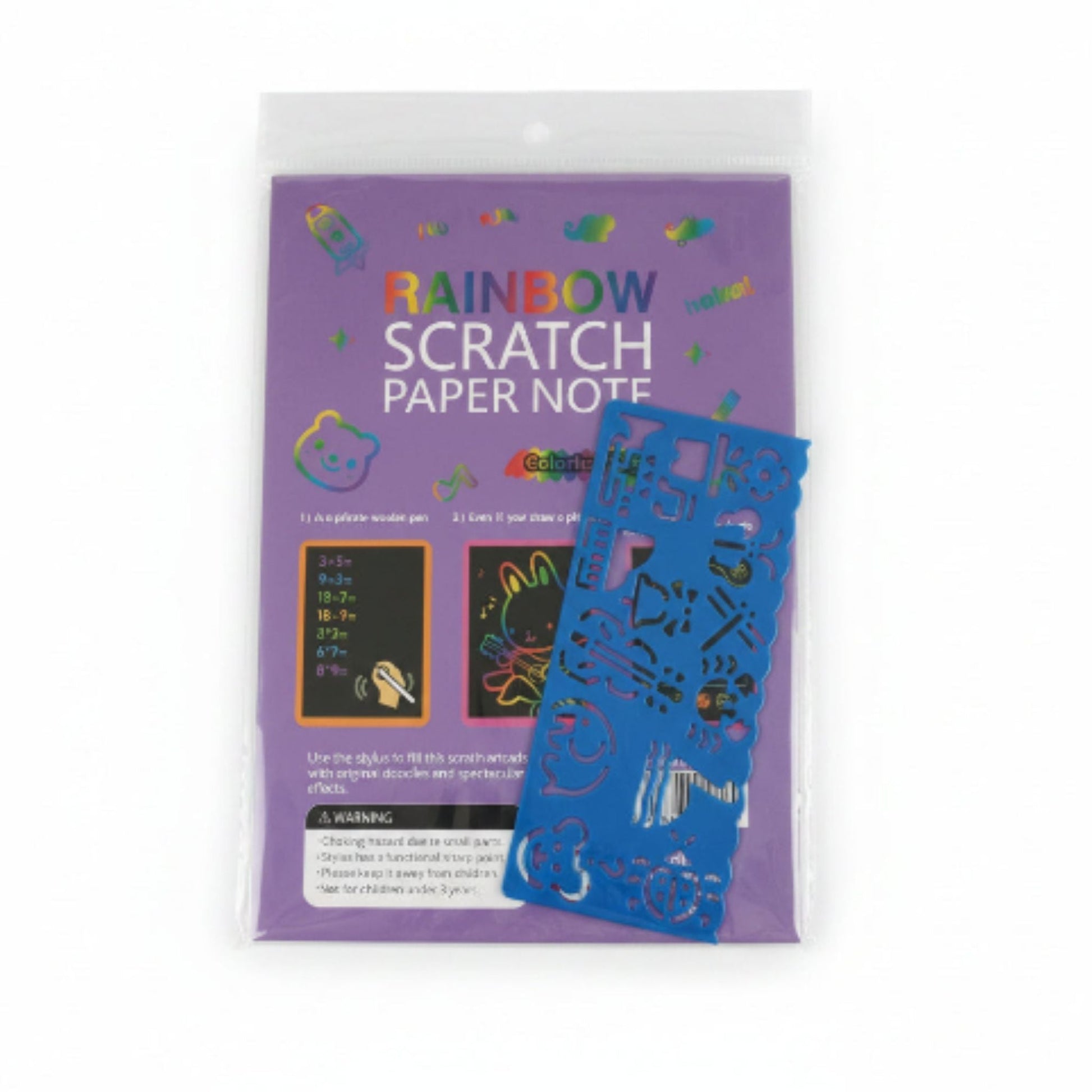 Rainbow Scratch Paper Note With Stencil