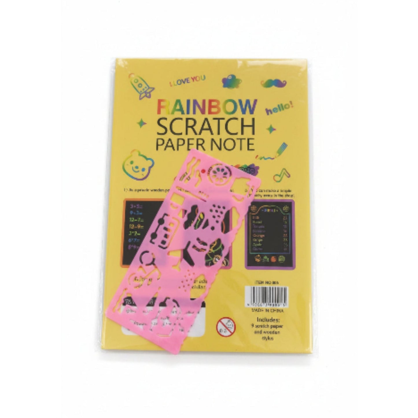 Rainbow Scratch Paper Note With Stencil
