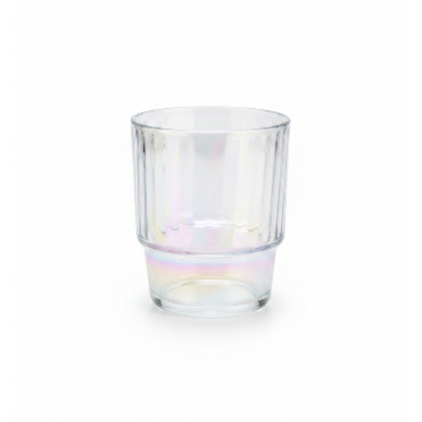 Rainbow Striped Glass Cup with Lid & Straw 400ml | Reusable Iced Coffee Tumbler On White Background