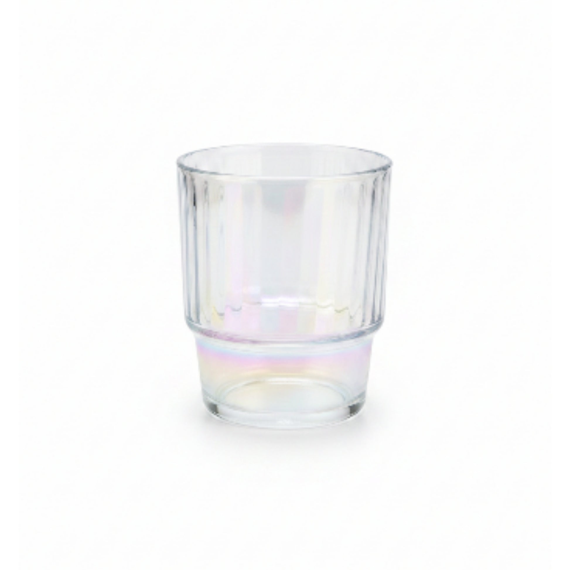 Rainbow Striped Glass Cup with Lid & Straw 400ml | Reusable Iced Coffee Tumbler On White Background