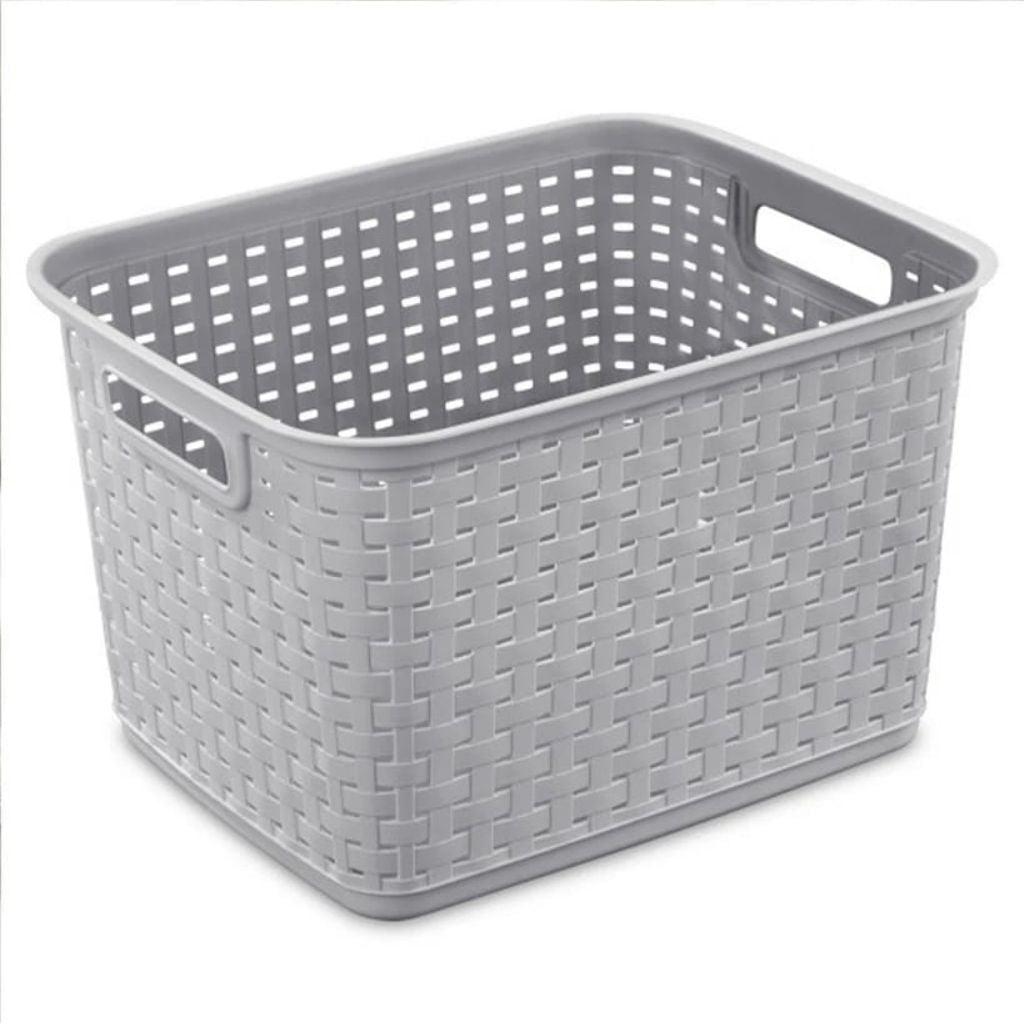 Rattan Basket Grey On White Background