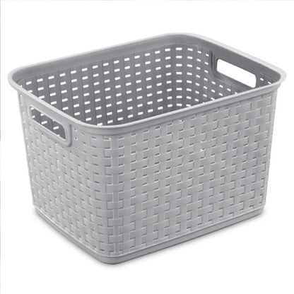 Rattan Basket Grey On White Background