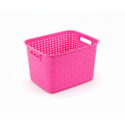 Rattan Basket Pink On White Background