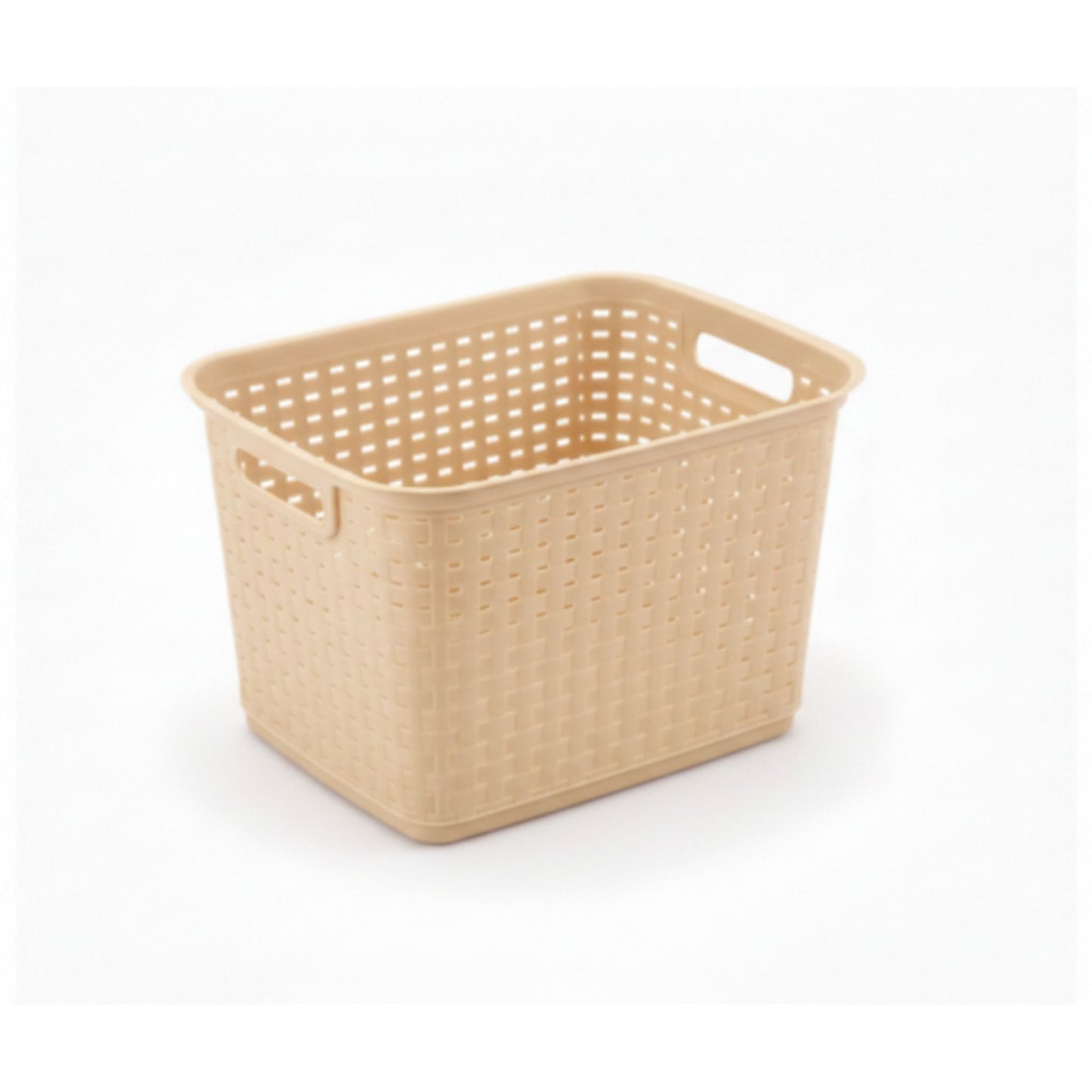 Rattan Basket Beige On White Background