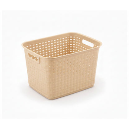 Rattan Basket Beige On White Background