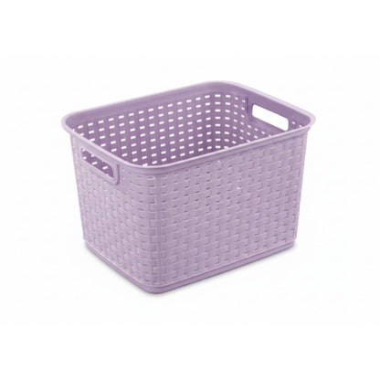 Rattan Basket Light Purple On White Background