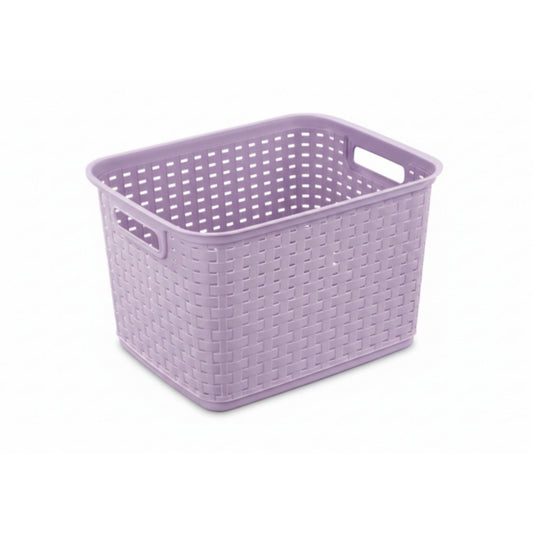Rattan Basket Light Purple On White Background