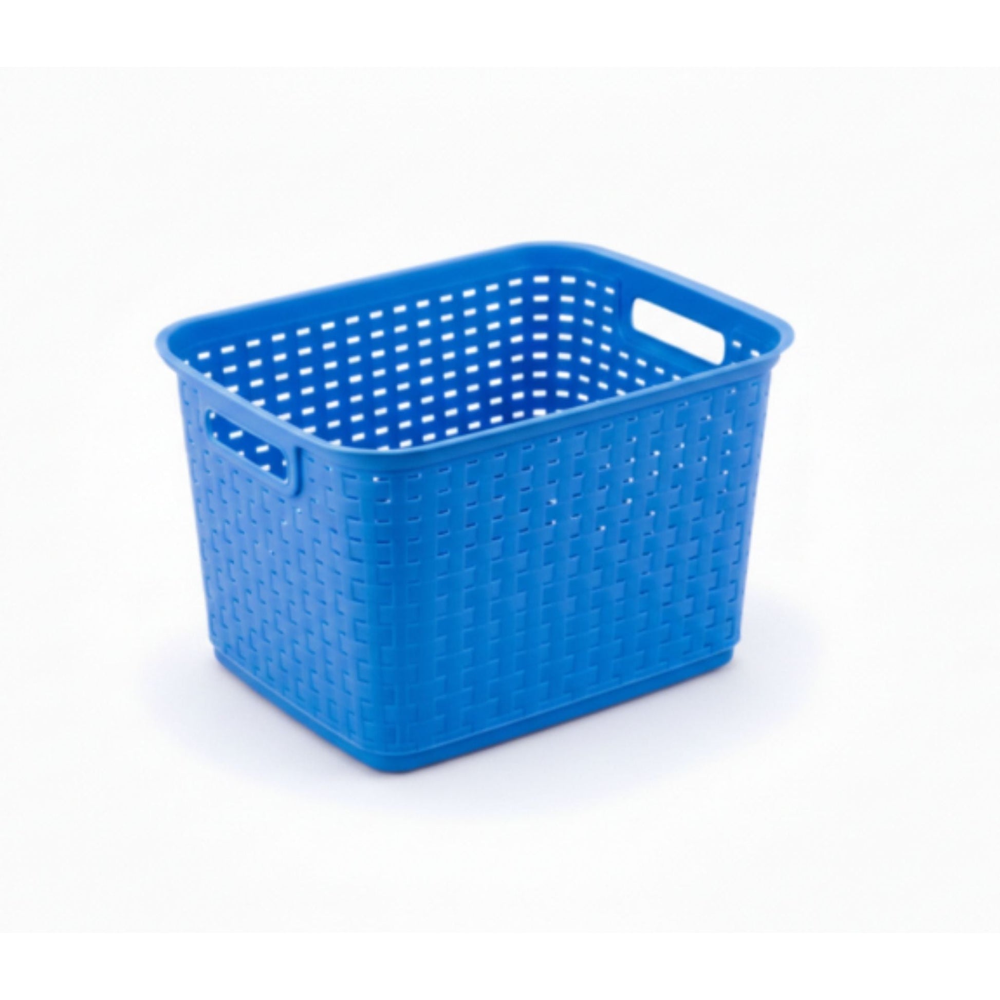 Rattan Basket Blue On White Background