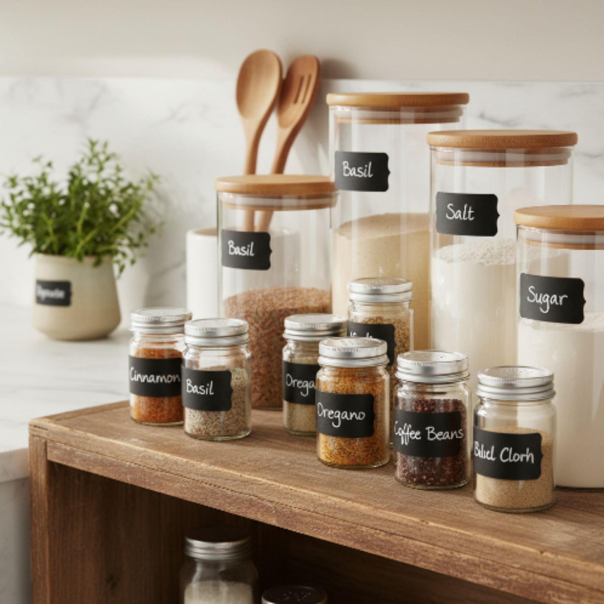 Reusable Chalkboard Labels Stickers for Jars, Containers & Pantry Organization