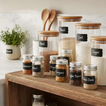 Reusable Chalkboard Labels Stickers for Jars, Containers & Pantry Organization
