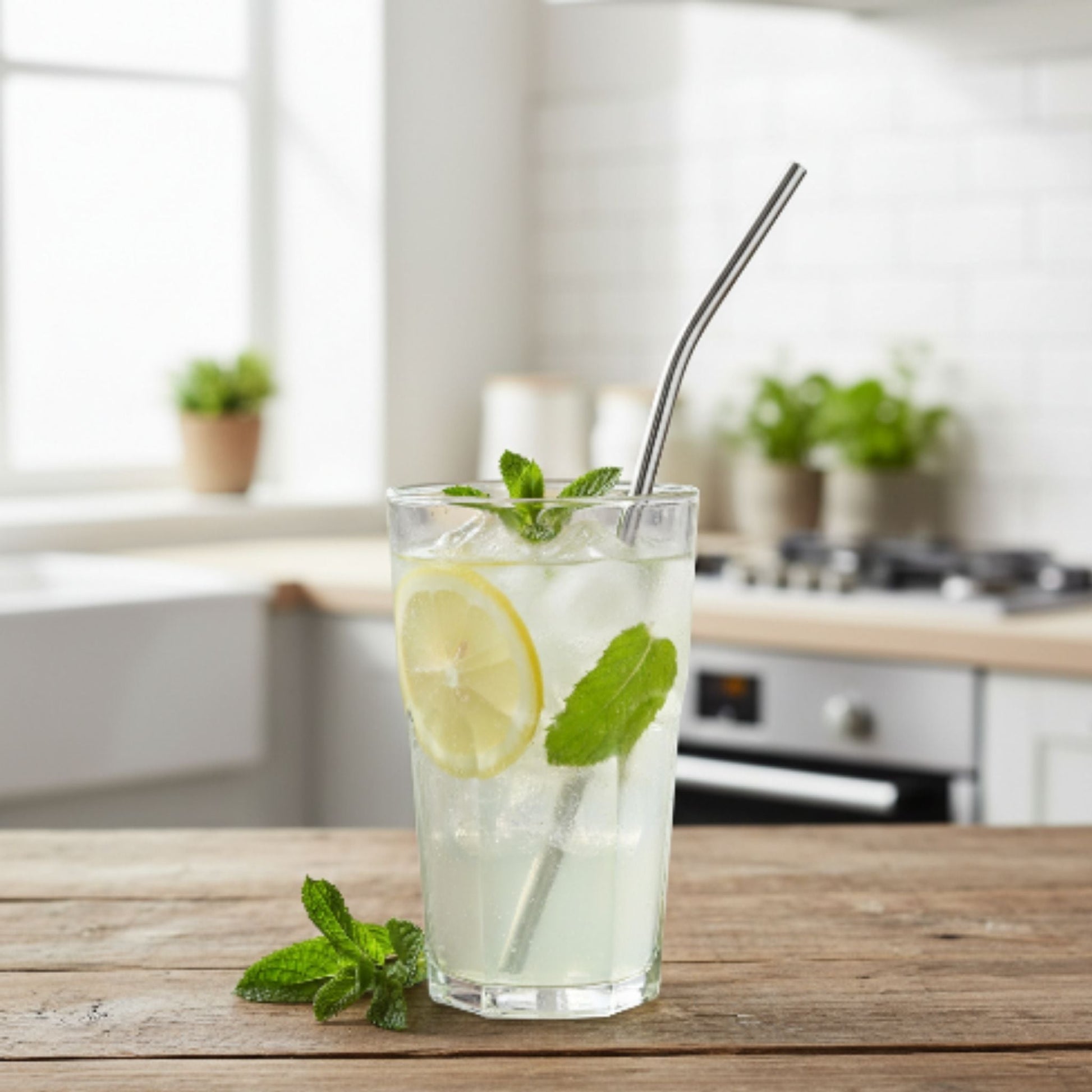 Reusable Stainless Steel Straw with Silicone Tip – 28.5cm Extra Long Metal Drinking Straw