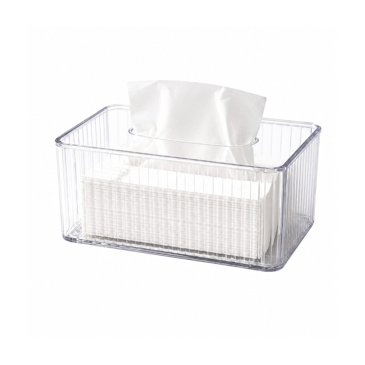 Ribbed Acrylic Tissue Box – Modern Decorative Tissue Holder for Bathroom & Home