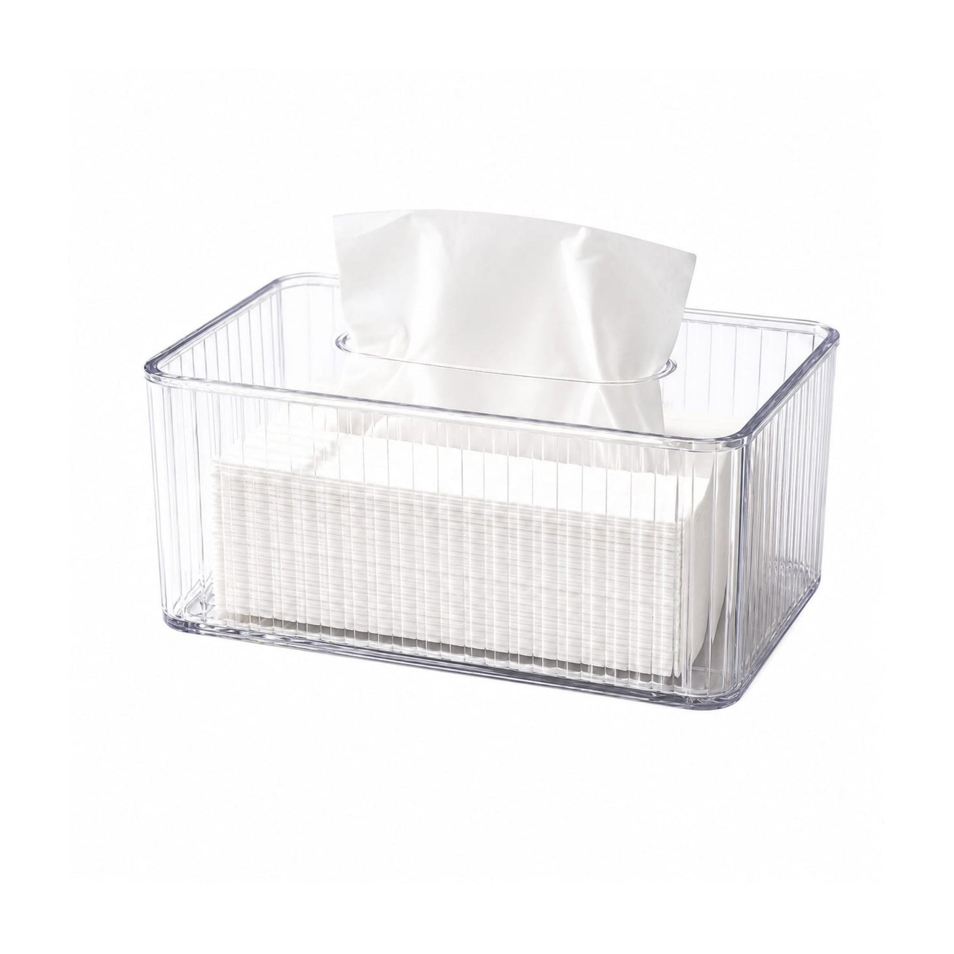Ribbed Acrylic Tissue Box – Modern Decorative Tissue Holder for Bathroom & Home
