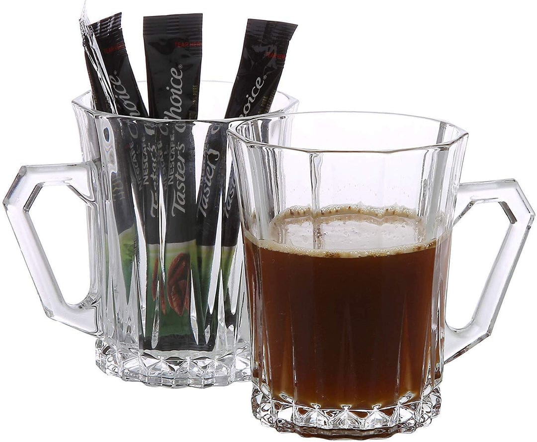 6pc Diamond Clear Glass Mug 180ml