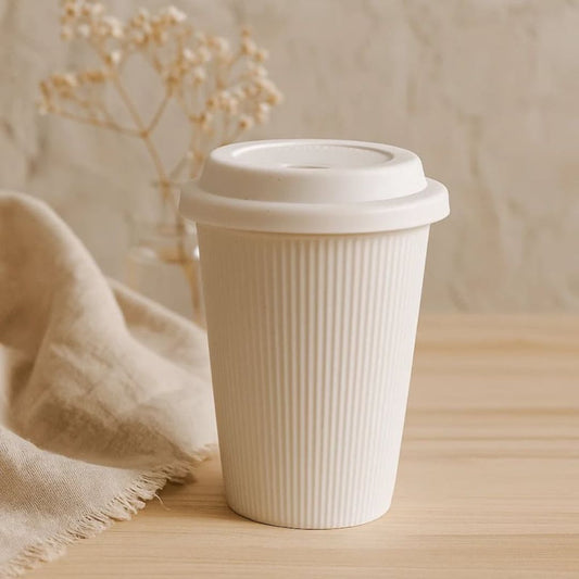 Ceramic Ribbed Coffee Cup 370ml