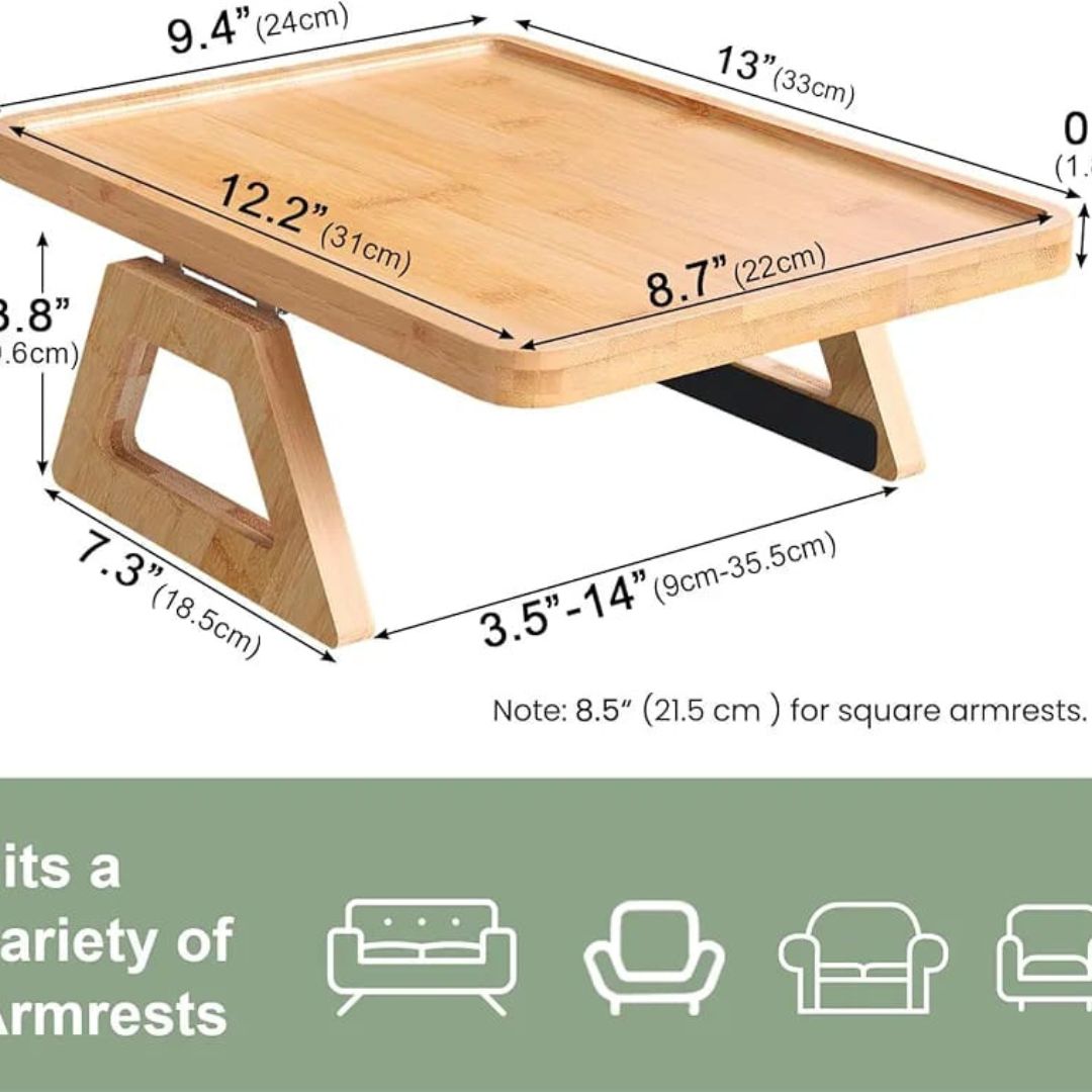 Rectangle Bamboo Arm Rest Tray