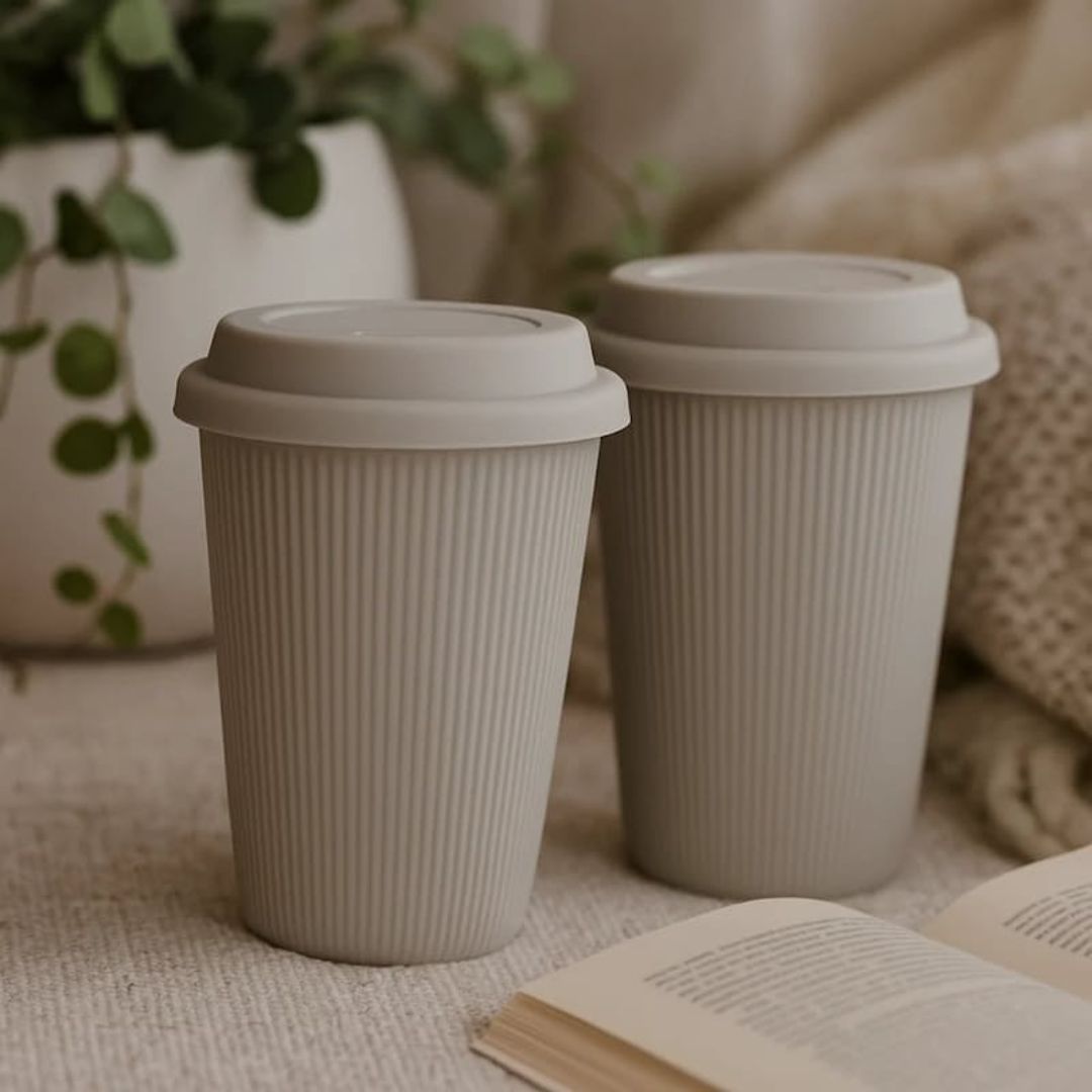 Ceramic Ribbed Coffee Cup 370ml