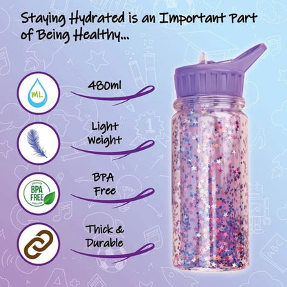 Kids Double Walled Glitter Bottle 350ml
