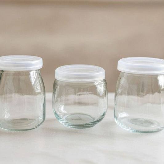 Glass Dessert Jars With Plastic Lid- 10pc