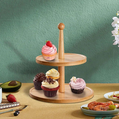 Bamboo 2 Tier Cake Stand