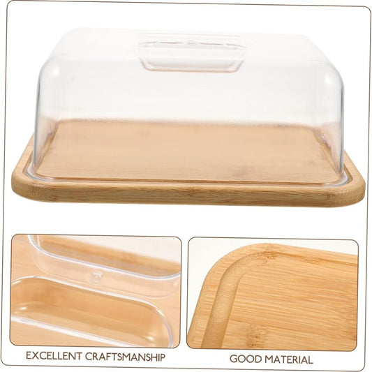 Large Square Acrylic Dome With Bamboo Base