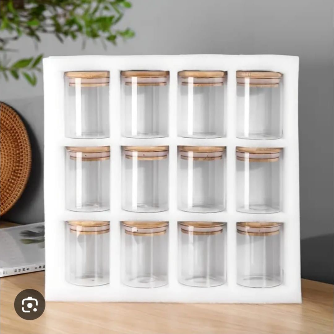 12pc Bamboo Jars 8x6.5cm