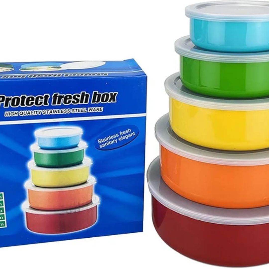 5pc Rainbow Stainless Steel Bowls With Lid