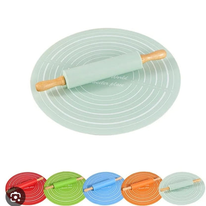 Silicone Rolling Pin And Mat Set