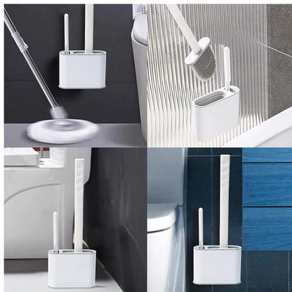 Silicone Toilet Brush With Cleaning Brush