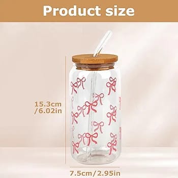 Danny Home 2pc Printed Bamboo Glass Can with Straws