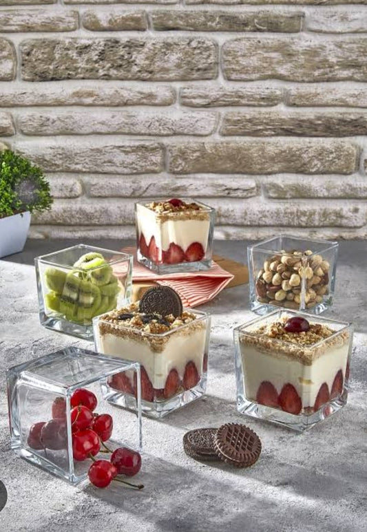 6pc Glass Square Dessert Bowl