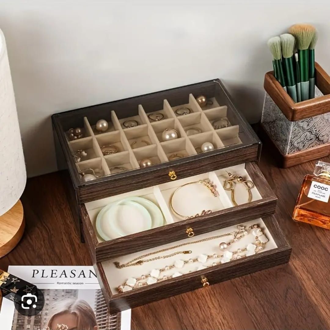 3 Layer Wood Grain Jewlery Box