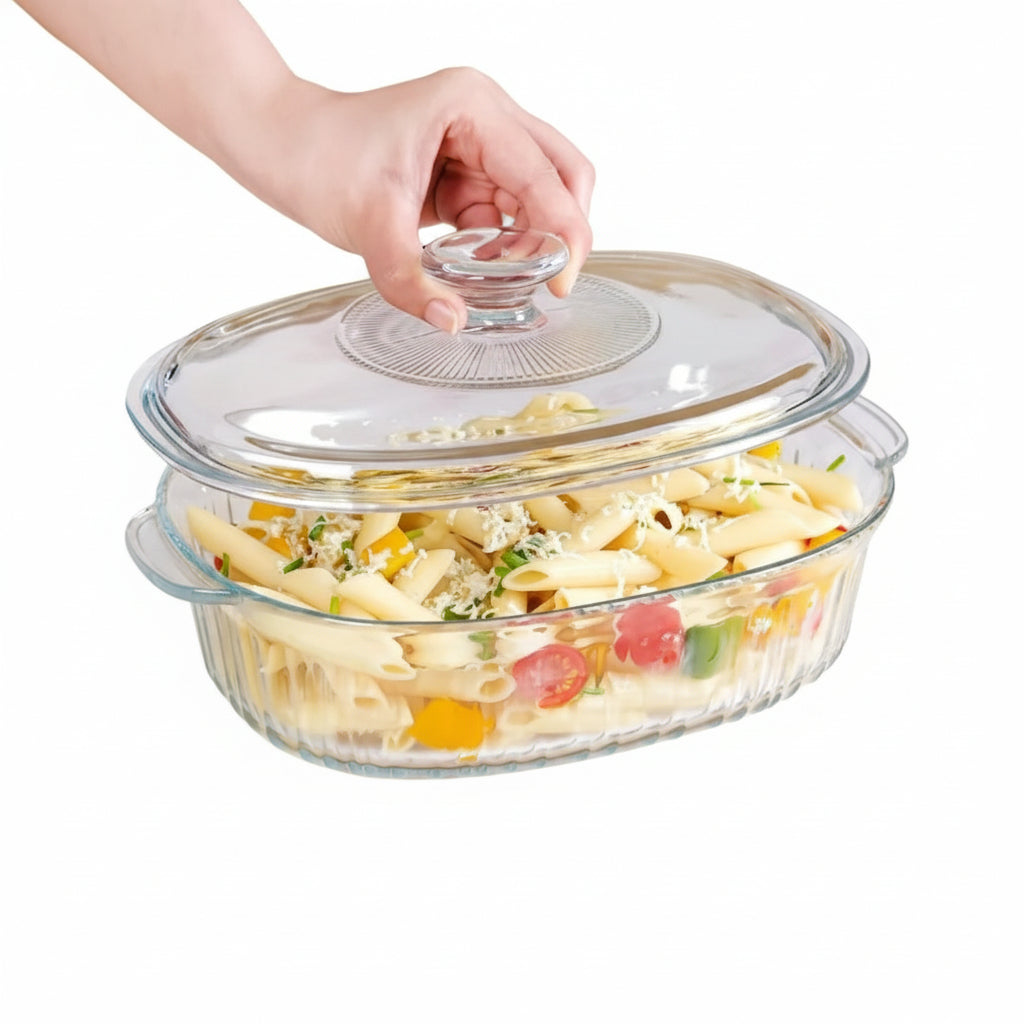 Danny Home Glass Oval Casserole with Lid - 2.8L