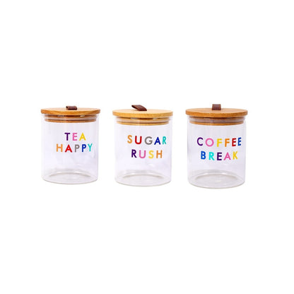 Danny Home 3pc Glass Cannister - Rainbow Writing