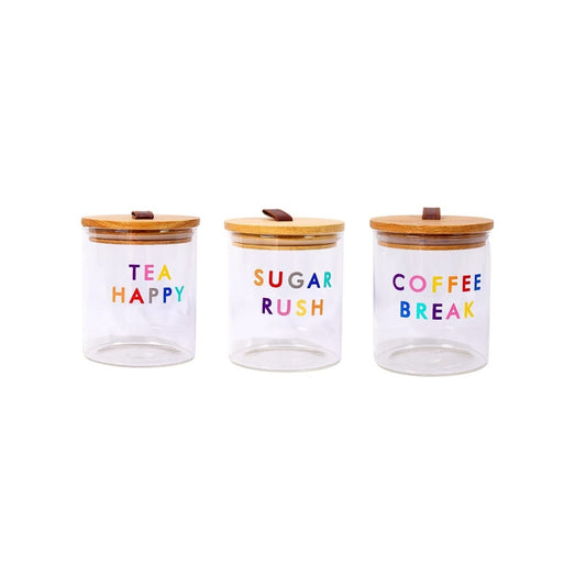 Danny Home 3pc Glass Cannister - Rainbow Writing