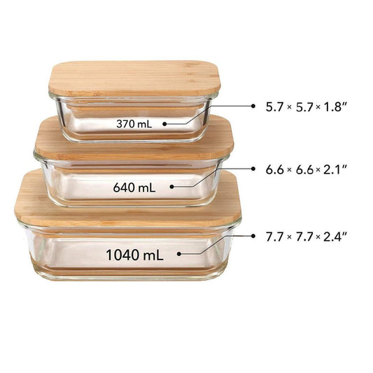 3pc Glass Storage With Bamboo Lids