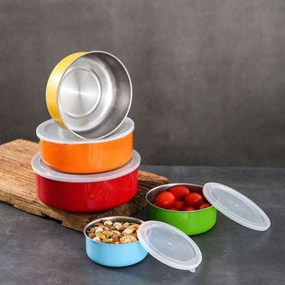 5pc Rainbow Stainless Steel Bowls With Lid