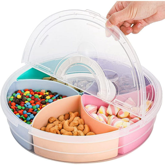 5 Compartment Colourful Snack Box With Lid