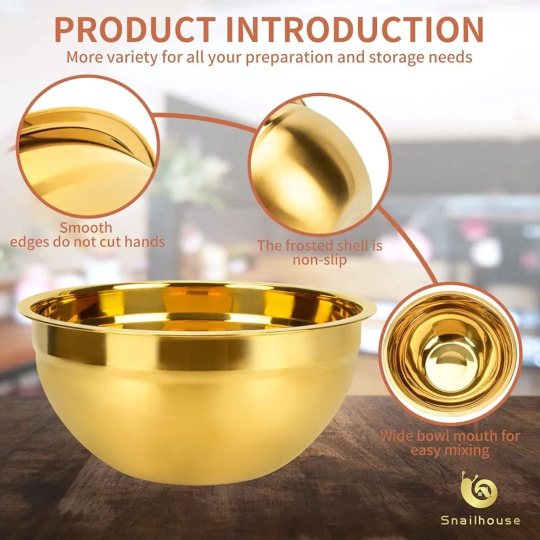 Stainless Steel Gold Mixing Bowl