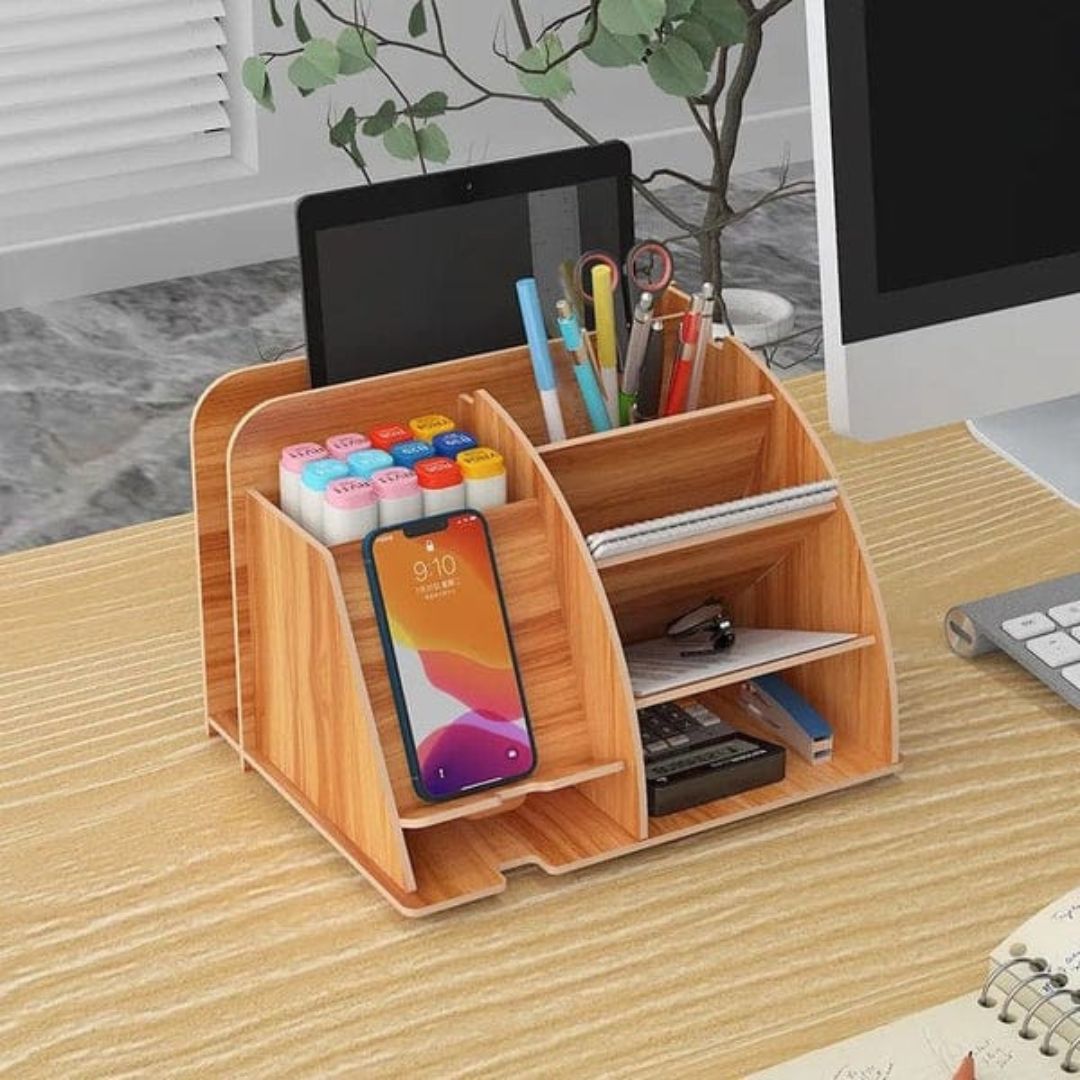 Wooden Phone And Desk Organizer