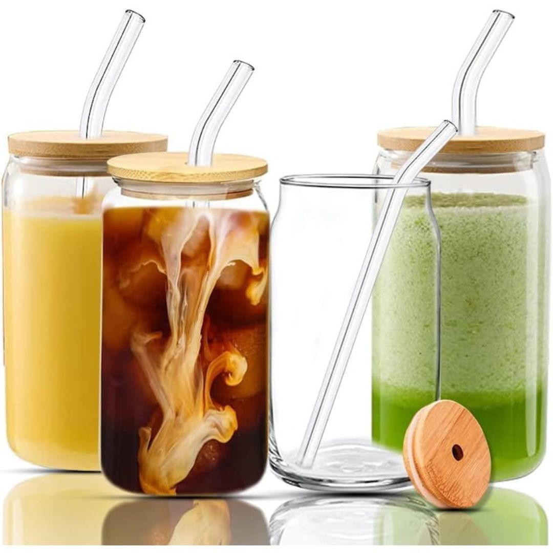 4pc Glass Can In Floral Box 500ml