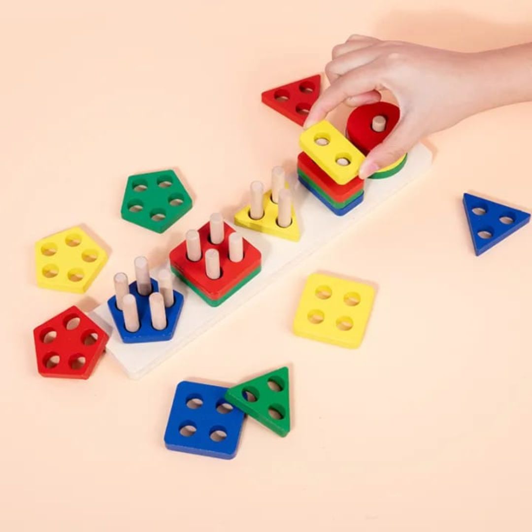 4 Column Wooden Shape Sorting Puzzle