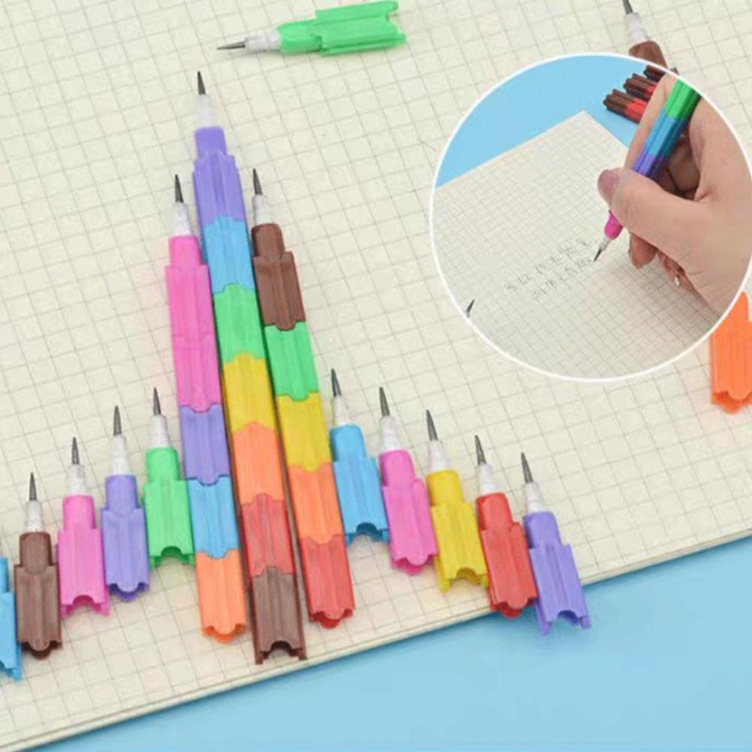 4pc Stackable Rainbow Pencil