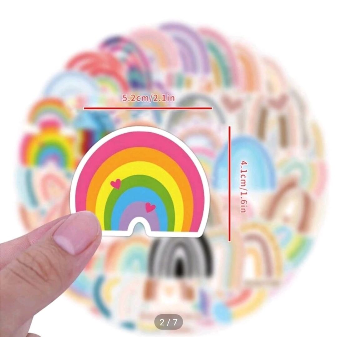 60pc Rainbow Vinyl Stickers