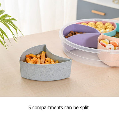 5 Compartment Colourful Snack Box With Lid