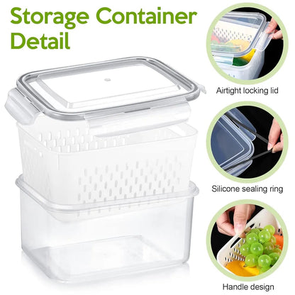 4pc Plastic Fridge Storage With Drainage