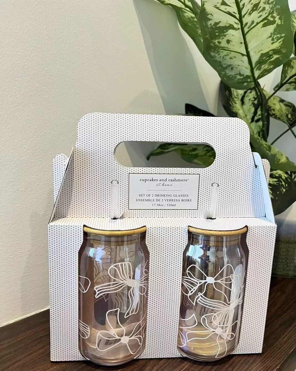 Danny Home 2pc Printed Bamboo Glass Can with Straws