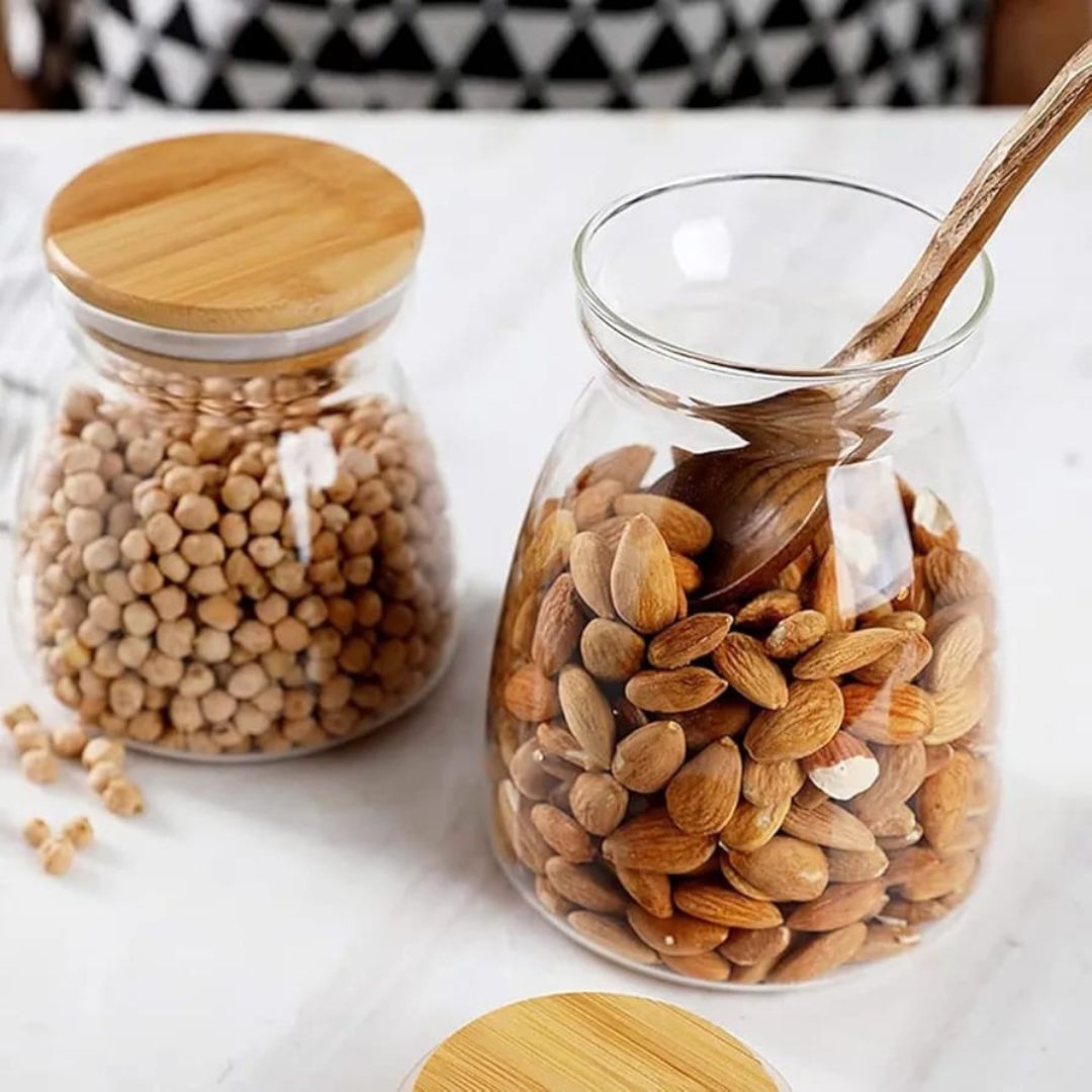 Belly Glass Jar With Bamboo Lid