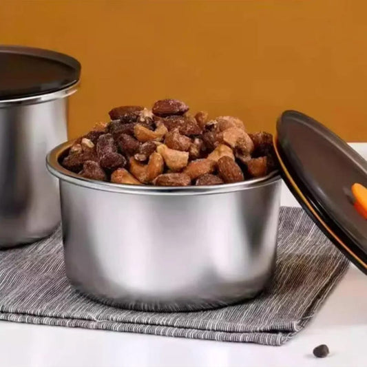 4pc Stainless Steel Round Crisper Box Set 12x6cm